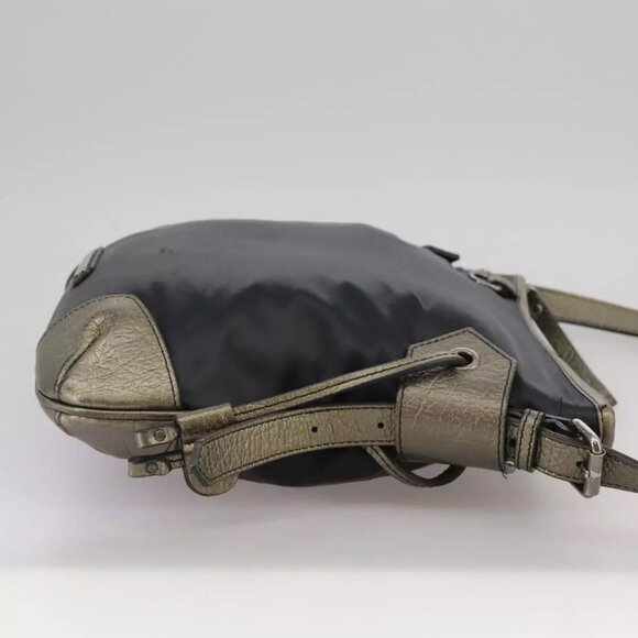 BURBERRY Shoulder Bag Nylon Leather Black Auth - Picture 5 of 16